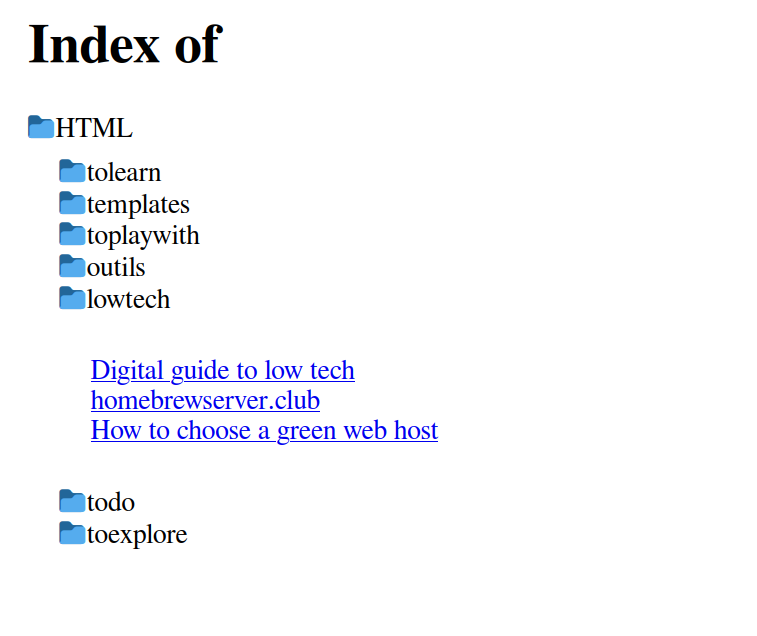 Un index d'HTML
